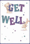 Warm and uplifting, this get well card springs with playful optimism-featuring a lovable teddy bear and an energetic pup, illustrated as if bouncing straight from the page. Their joy is shared in the way they playfully hold the vibrant 'Get Well' text, which gleams in confident shades of indigo, teal, and lively purples, standing out against a creamy-white background that recalls the gentle light in Acton's artisan shops. Stars in varying hues of blue and violet drift overhead, sprinkling stardust-like hope and cheer across the scene. Every detail-the soft, brushed fur of the bear, the puppy's velvety ears-contributes to an atmosphere so comforting, it's almost possible to feel the cozy embrace meant for someone recovering nearby. This card, like a delicately arranged bouquet from Acton Florist delivered to a friend along Gunnersbury Lane, becomes more than a message; it transforms into an emotional tonic-offering a tender, heartfelt reminder that even the smallest gestures can brighten a long day and help a neighbour's spirits soar during recovery.